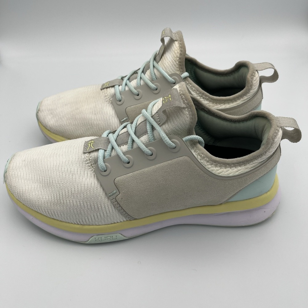 Kuru Atom Cloud Sneakers Womens 8.5 Gray Yellow Lace Up Athletic‎ Running Shoes - Picture 10 of 14